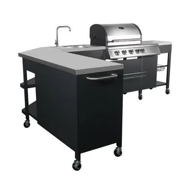 Cuisine extérieur 5 éléments avec BBQ gaz 4 feux et réchaud KANSAS