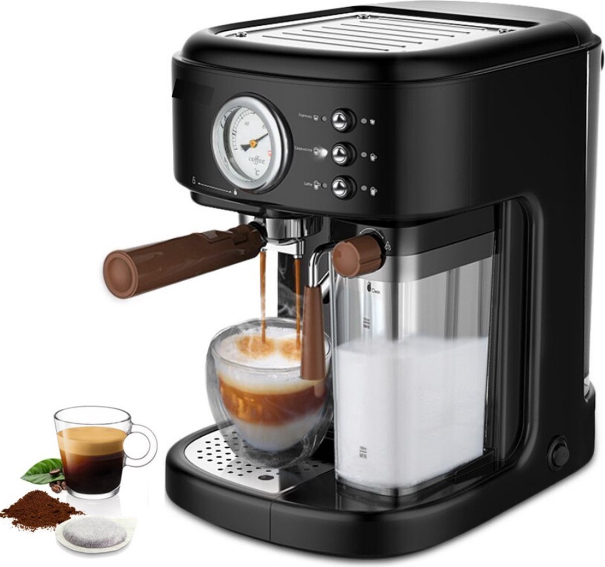 Happyment 3 in 1 Koffiemachine Koffiezetapparaat Koffieapparaat