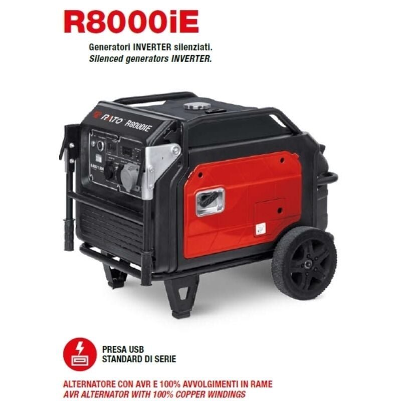 Générateur de courant silencieux à inverseur Rato R8E000i 420 cc démarrage électrique