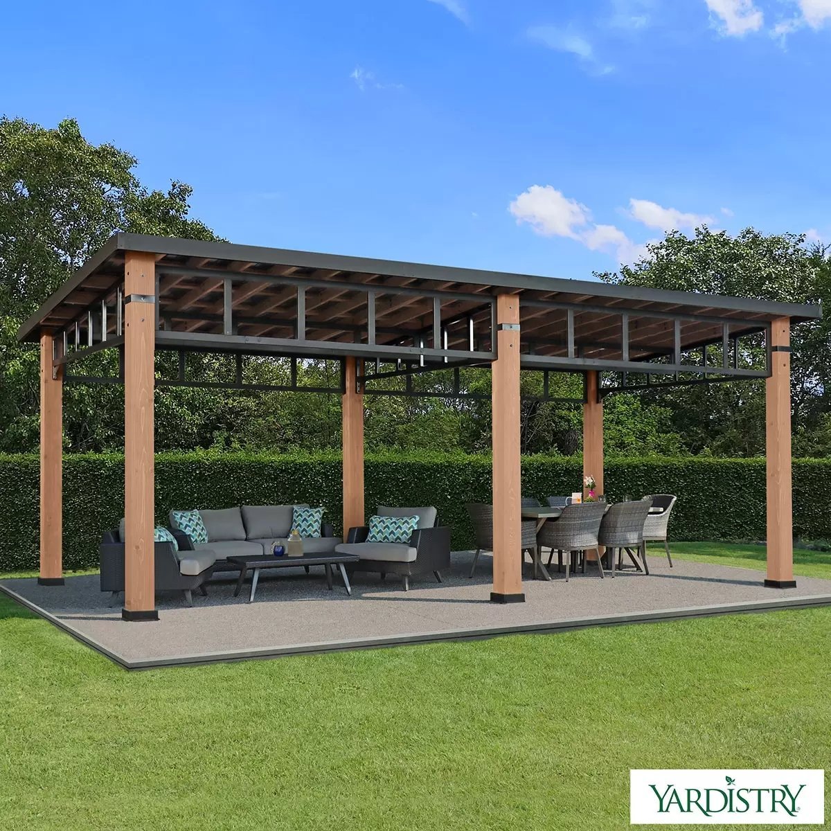 Yardistry 12ft 2" x 23ft 4" (3.7m x 7.1m) Wooden Contemporary Gazebo