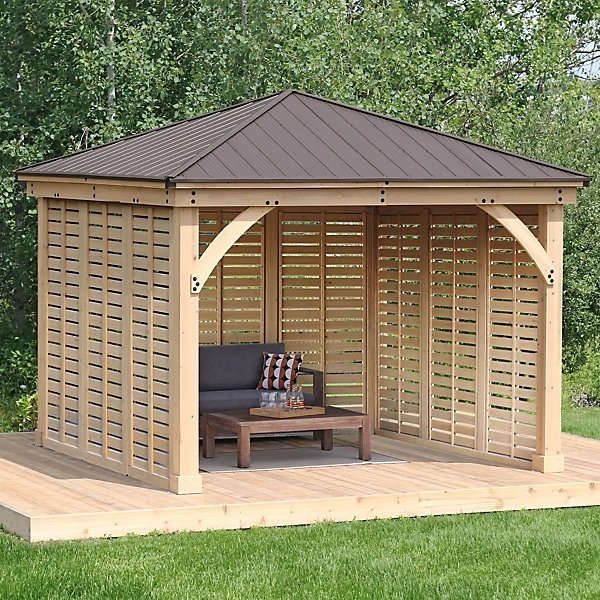 Gazebo Meridian de 3,7 m (12 pi) avec triple mur d'intimité