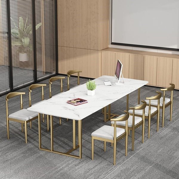 Table de réunion rectangulaire en pierre frittée Bureau à domicile Bureau d'écriture de luxe
