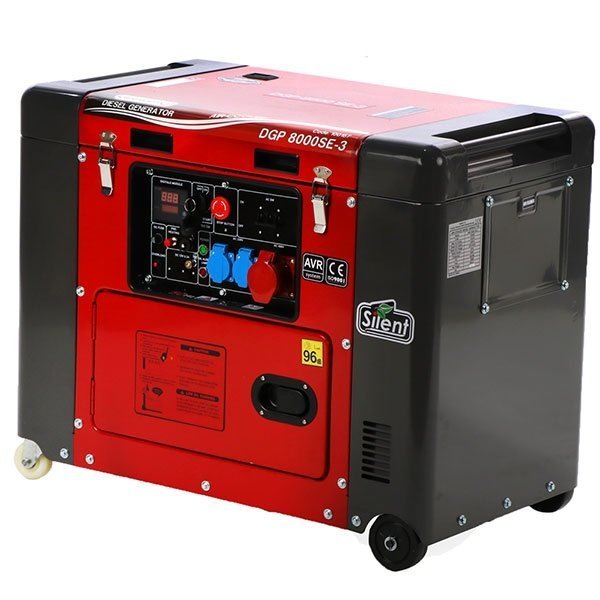 GeoTech Pro DGP8000SE Stille dieselstroomgenerator met wielen en AVR 6 kW