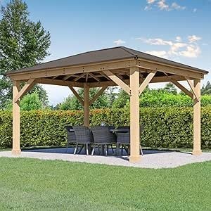 Gazebo Yardistry Meridian 12 pi x 16 pi (3,66 m x 4,88 m) avec kit de maille