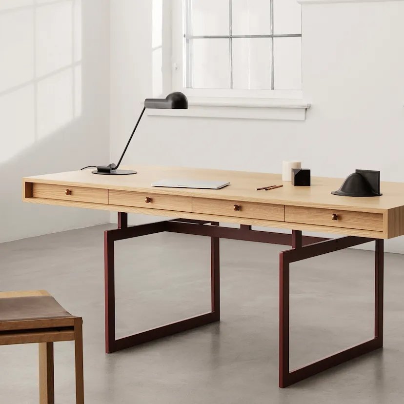 Bureau Karakter en noyer/acier inoxydable