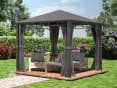 Gazebo en aluminium Milwaukee avec couverture électrique 3x3m x 2.5h