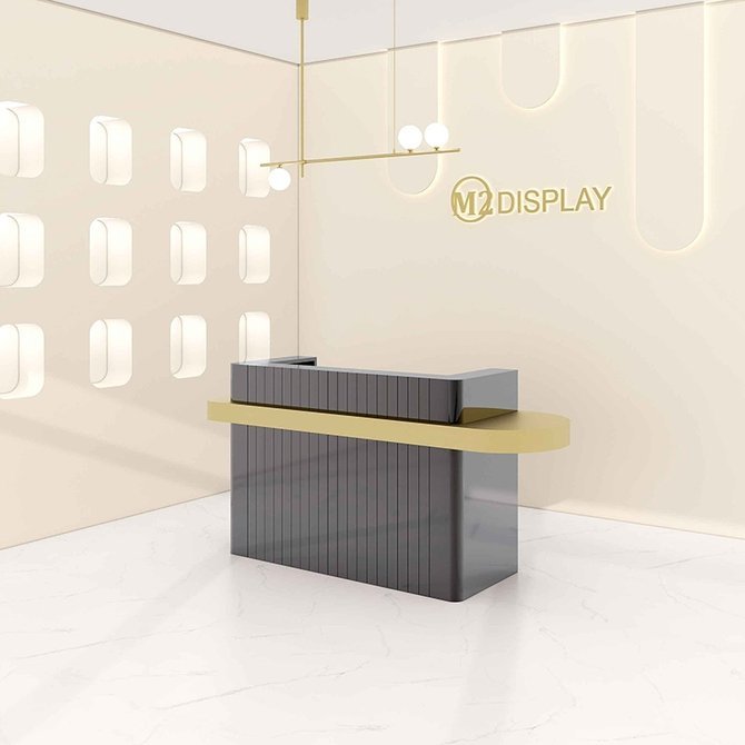 Comptoir de réception Macron Gold Pencil AMÉLIORÉ, noir / dimensions personnalisées - contactez-nous pour le prix