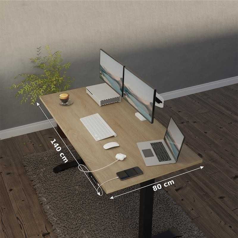 Bureau debout en bois naturel | Bureau en chêne blanc | OAKO Denmark 140 x 80 cm / Noir