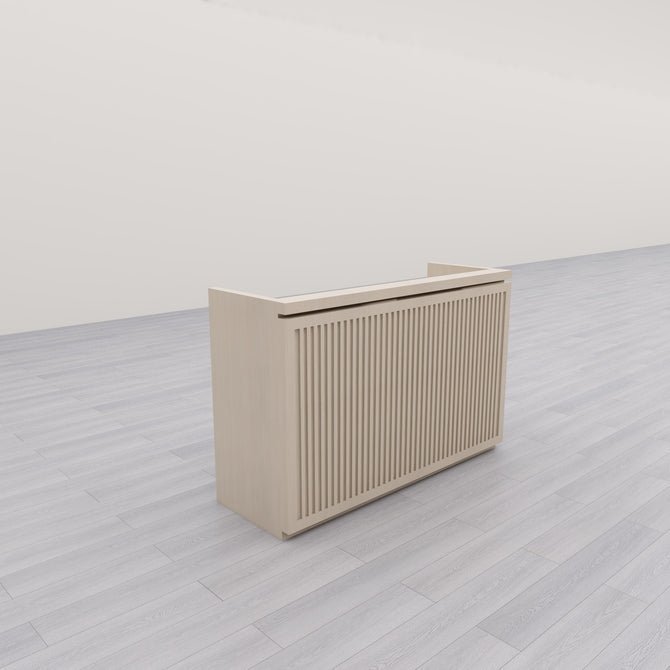 Comptoir de réception Crius Timber sur mesure, 1 200 x 600 x 1 120 mm